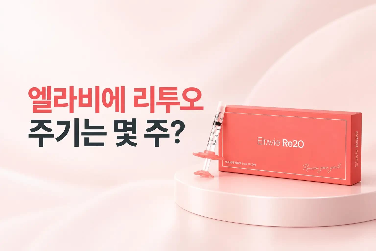 주사기와 바이알, 진피에 채워지는 ECM 입자 확대 컷을 조합한 엘라비에 리투오 주기 썸네일