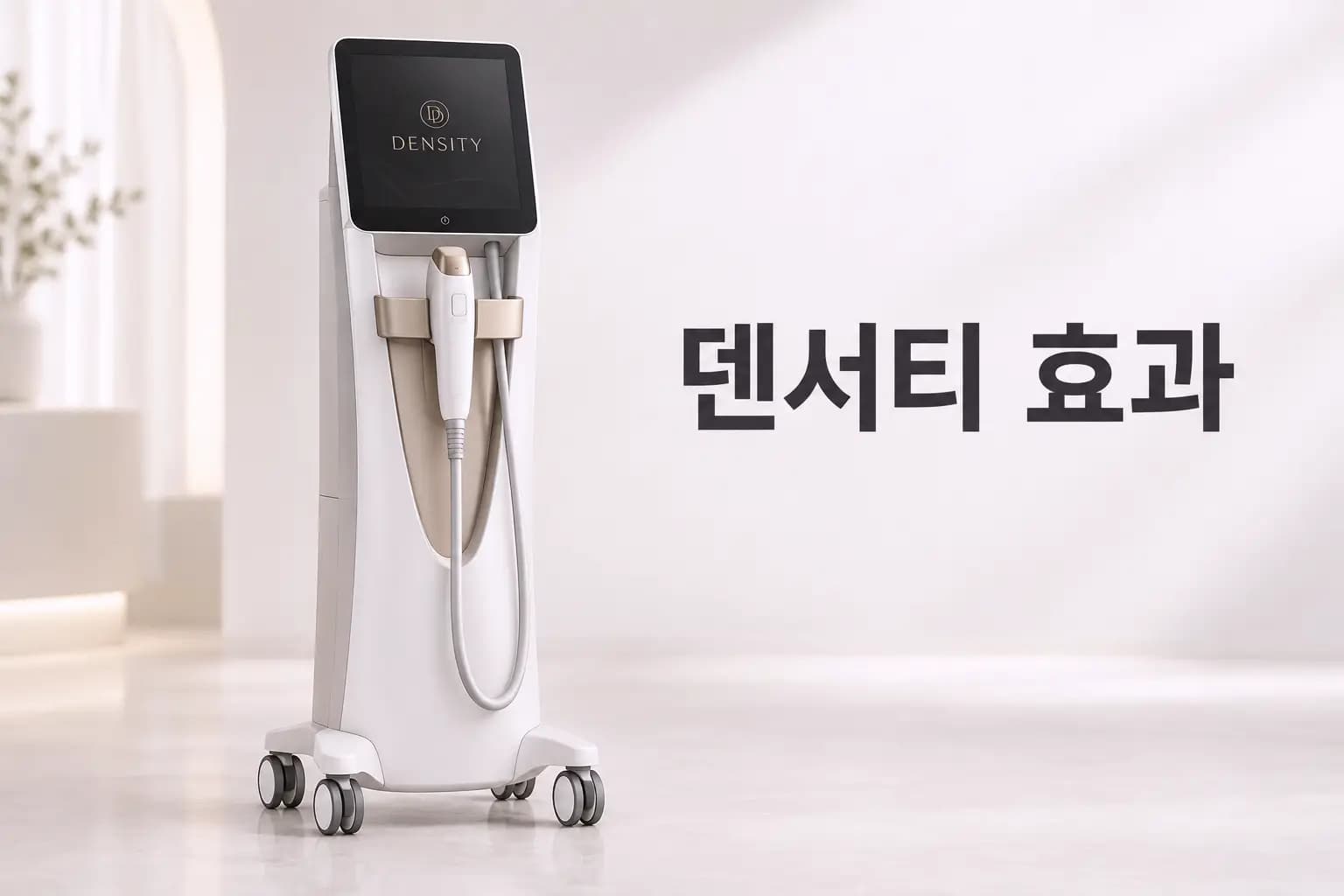 덴서티 효과를 소개하는 고주파 리프팅 장비 덴서티 본체와 핸드피스